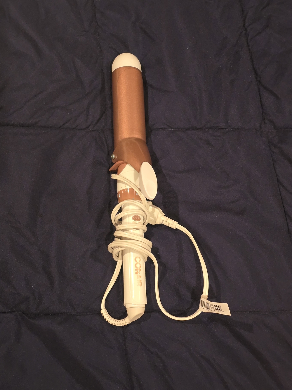 Ceramic Barrel Hair Curler in Rose Gold and White -